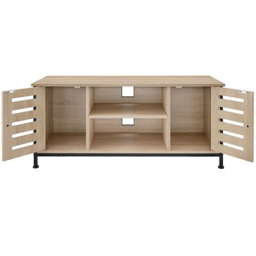 Meuble Pour Téléviseur Style Industriel Pieds Réglables Bois Clair