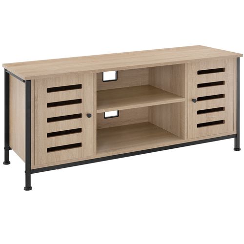 Meuble Pour Téléviseur Style Industriel Pieds Réglables Bois Clair