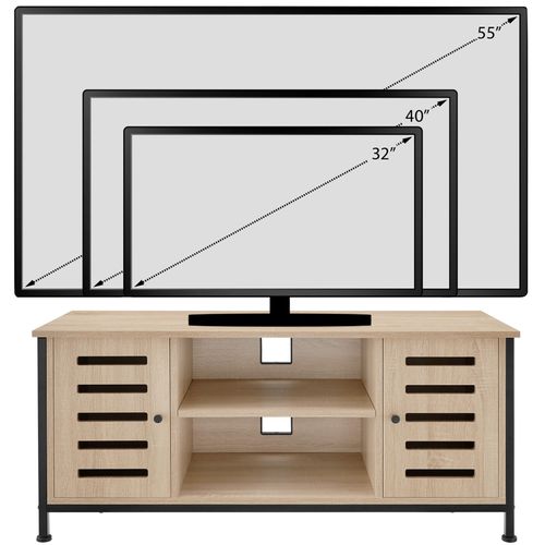 Meuble Pour Téléviseur Style Industriel Pieds Réglables Bois Clair