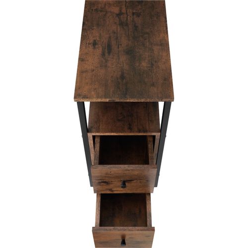 Table De Chevet Style Industriel 30 X 495 X 615 Cm Bois Foncé