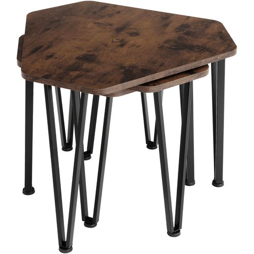 Ensemble De Tables D'appoint En 3 Parties Empilable Bois Foncé