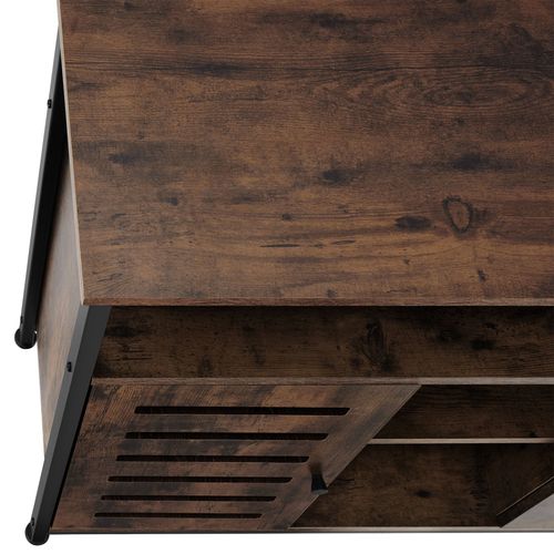 Buffet Style Industriel 2 Portes Magnétiques Et 3 Étagères Bois Foncé