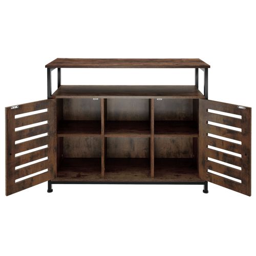 Buffet Style Industriel 2 Portes Magnétiques Et 3 Étagères Bois Foncé