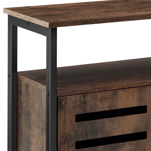 Buffet Style Industriel 2 Portes Magnétiques Et 3 Étagères Bois Foncé