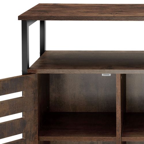 Buffet Style Industriel 2 Portes Magnétiques Et 3 Étagères Bois Foncé