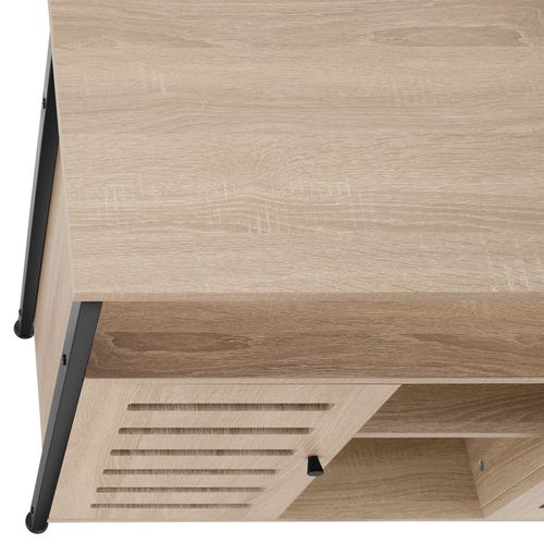 Buffet Style Industriel 2 Portes Magnétiques Et 3 Étagères Bois Clair