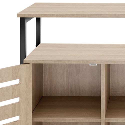 Buffet Style Industriel 2 Portes Magnétiques Et 3 Étagères Bois Clair