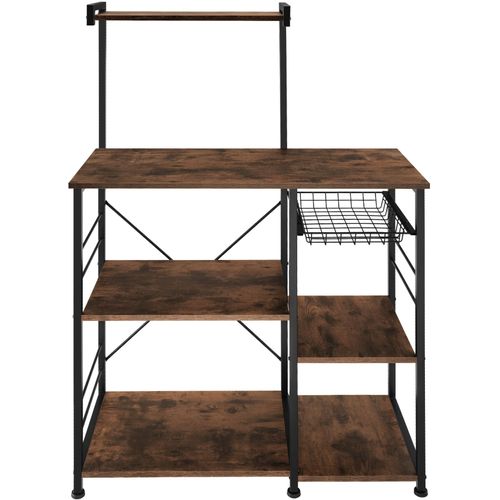 6 Étagères De Cuisine Style Industriel Et Panier Coulissant Bois Foncé