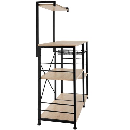 6 Étagères De Cuisine Style Industriel Et Panier Coulissant Bois Clair