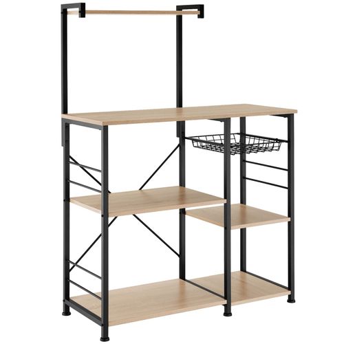 6 Étagères De Cuisine Style Industriel Et Panier Coulissant Bois Clair