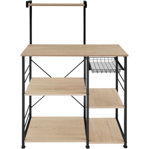 6 Étagères De Cuisine Style Industriel Et Panier Coulissant Bois Clair