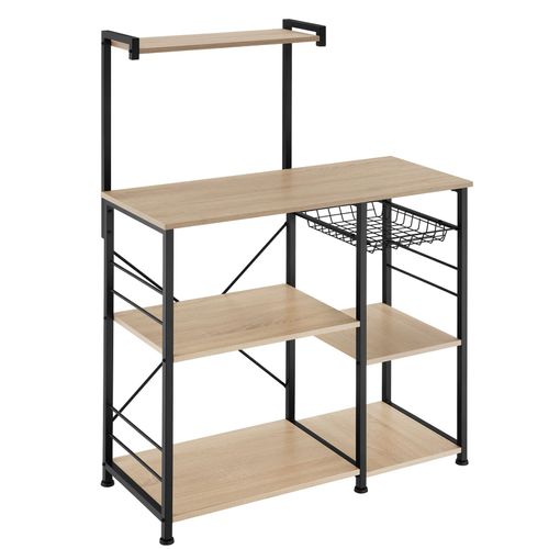 6 Étagères De Cuisine Style Industriel Et Panier Coulissant Bois Clair