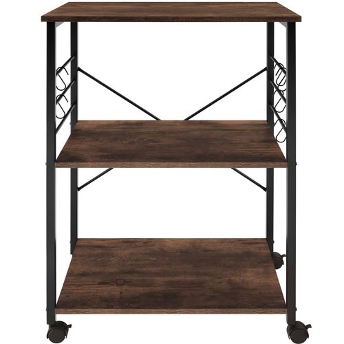 Chariot De Service Style Industriel Bois Et Acier Bois Foncé