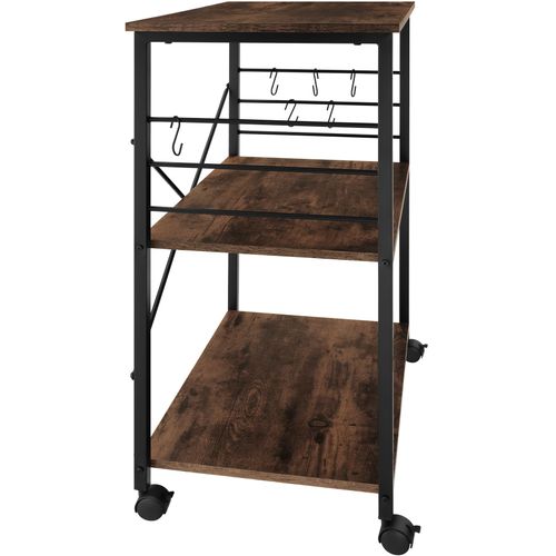 Chariot De Service Style Industriel Bois Et Acier Bois Foncé