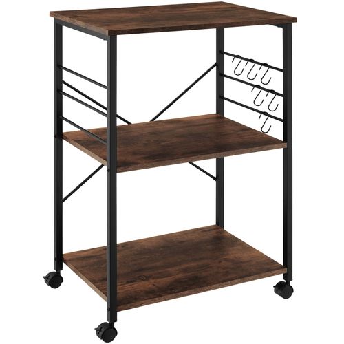 Chariot De Service Style Industriel Bois Et Acier Bois Foncé