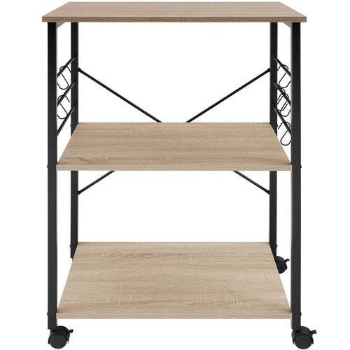 Chariot De Service Style Industriel Bois Et Acier Bois Clair