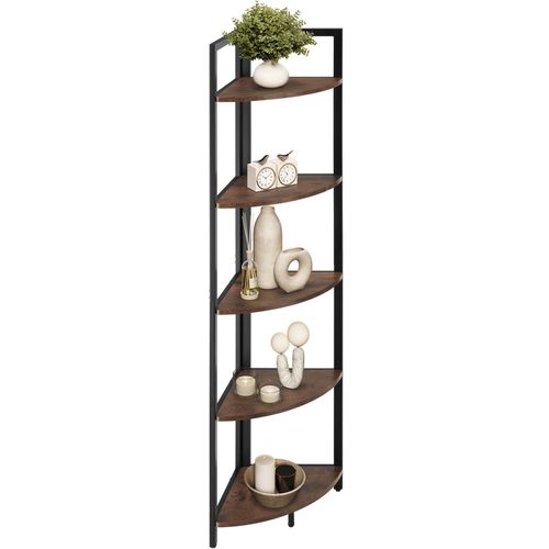 Étagère D’angle Style Industriel 30x30x150 Cm Bois Foncé