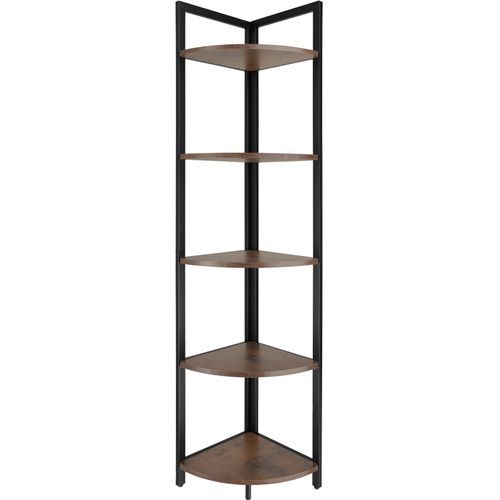 Étagère D’angle Style Industriel 30x30x150 Cm Bois Foncé