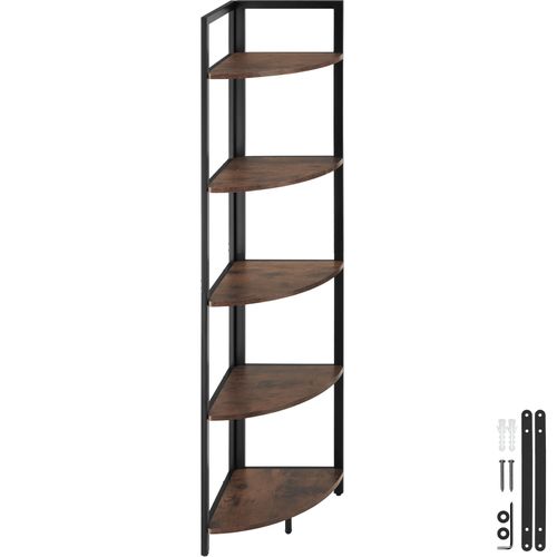 Étagère D’angle Style Industriel 30x30x150 Cm Bois Foncé