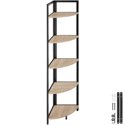 Étagère D’angle Style Industriel 30x30x150 Cm Bois Clair