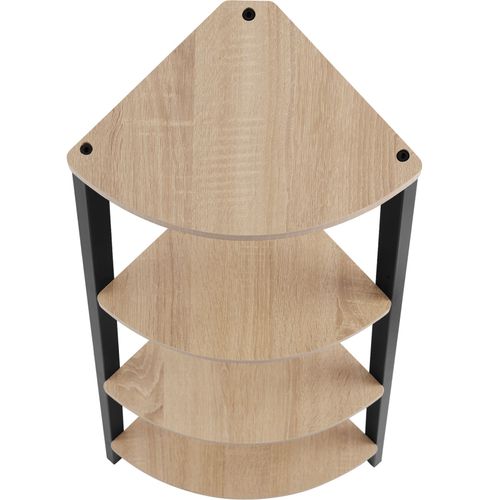 Étagère D’angle Style Industriel  34x34x125 Cm Bois Clair
