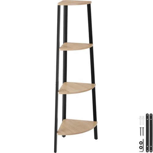 Étagère D’angle Style Industriel  34x34x125 Cm Bois Clair