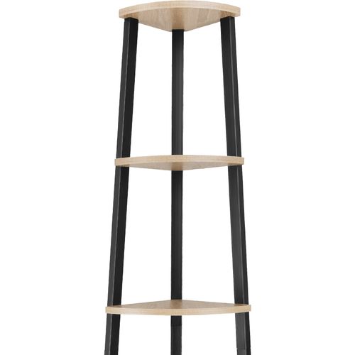 Étagère D’angle Style Industriel 34x34x1585 Cm Bois Clair