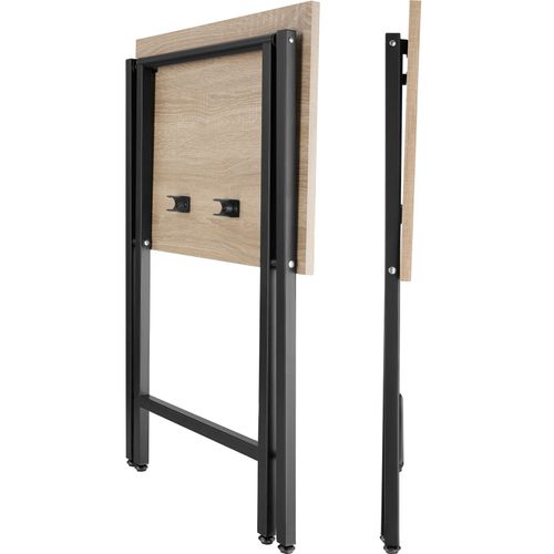 Ensemble De 2 Tables D’appoint Pliables Pieds Réglables Bois Clair