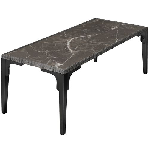 Ensemble Table En Rotin Avec 8 Chaises Gris  196 X 87 X 76 Cm