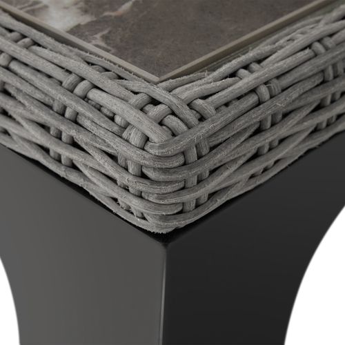 Ensemble Table En Rotin Avec 8 Chaises Gris  196 X 87 X 76 Cm