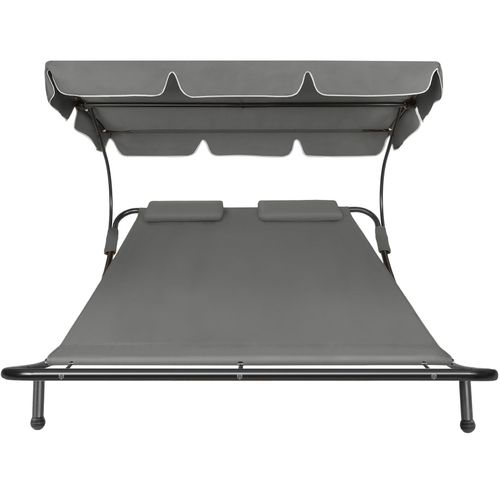 Transat En Acier Pour 2 Personnes 2 Roulettes 2 Coussins De Tête Noir