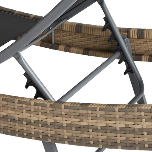 Chaise Longue En Rotin Anti-uv Coussin De Tête Amovible Marron Naturel