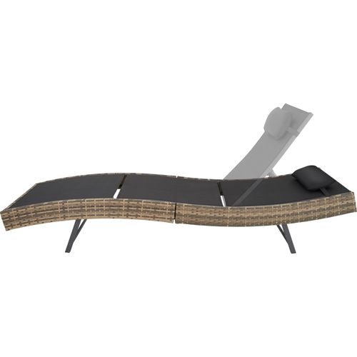 Chaise Longue En Rotin Anti-uv Coussin De Tête Amovible Marron Naturel