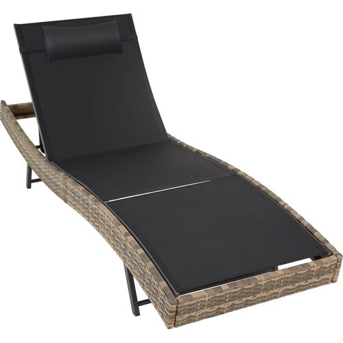 Chaise Longue En Rotin Anti-uv Coussin De Tête Amovible Marron Naturel
