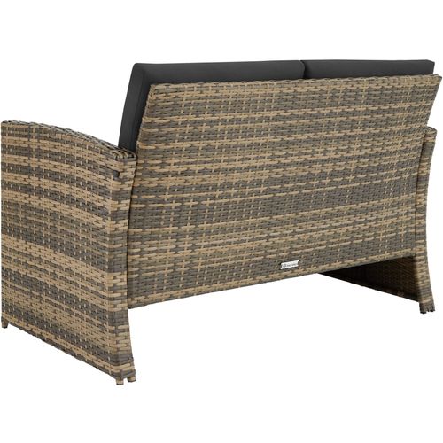 Canapé De Jardin Lounge En Rotin Marron Naturel/gris Foncé 122 X 70 X 76 Cm