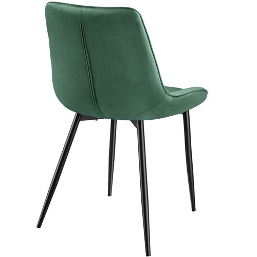 Lot 2 Chaises Assise Ergonomique Rembourrée Aspect Velours Vert
