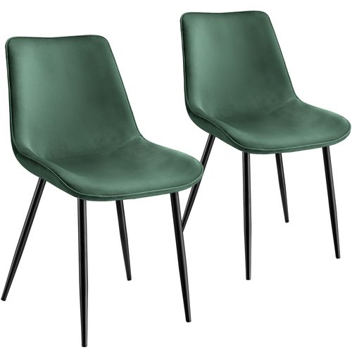 Lot 2 Chaises Assise Ergonomique Rembourrée Aspect Velours Vert