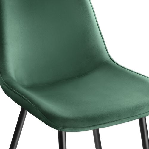 Lot De 6 Chaises Rembourrées Aspect Velours Ergonomique Vert Foncé