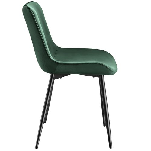 Lot De 6 Chaises Rembourrées Aspect Velours Ergonomique Vert Foncé