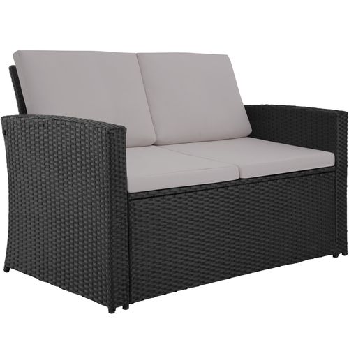 Canapé De Jardin Lounge En Rotin Noir/gris  122 X 70 X 76 Cm