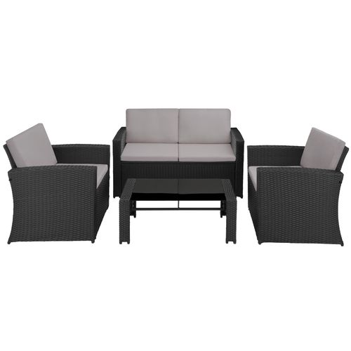 Canapé De Jardin Lounge En Rotin Noir/gris  122 X 70 X 76 Cm