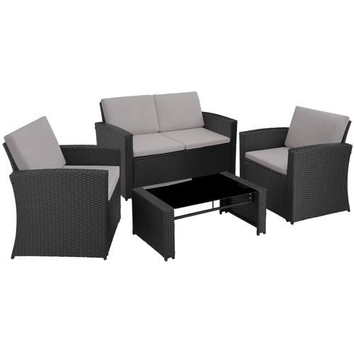 Canapé De Jardin Lounge En Rotin Noir/gris  122 X 70 X 76 Cm