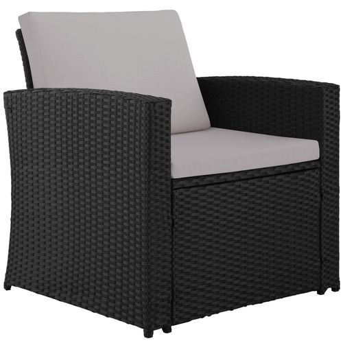 Canapé De Jardin Lounge En Rotin Noir/gris  122 X 70 X 76 Cm
