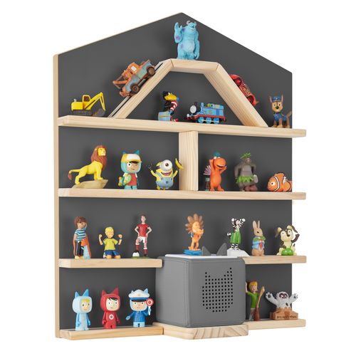 Étagère Murale Pour Jusqu'à 50 Tonies En Forme De Maison Avec Bandes Magnétiques Gris Anthracite