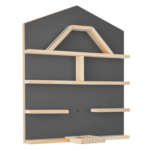 Étagère Murale Pour Jusqu'à 50 Tonies En Forme De Maison Avec Bandes Magnétiques Gris Anthracite