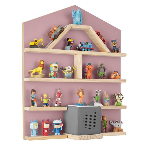 Étagère Murale Pour Jusqu'à 50 Tonies En Forme De Maison Avec Bandes Magnétiques Rose Vif