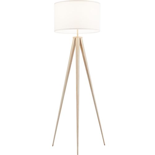 Lampadaire Abat-jour En Tissu Et Trépied Patins Doux Pour Le Sol Chêne