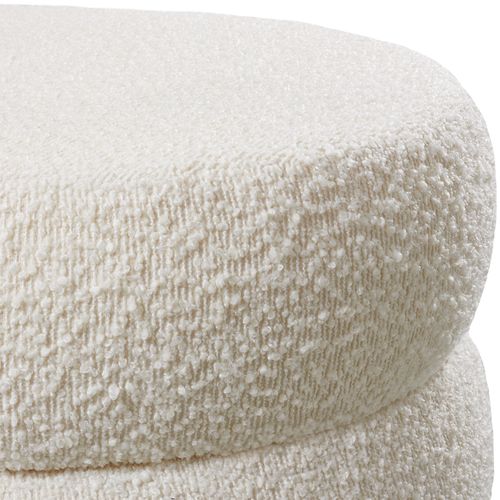 Tabouret Rembourré En Revêtement Doux Et Espace De Rangement Beige