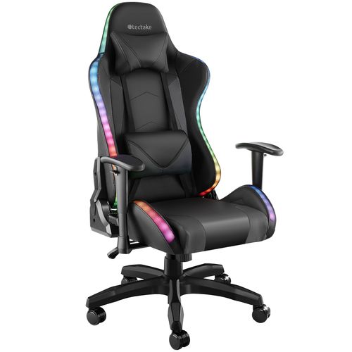 Chaise De Gaming Dossier Réglable Avec Fonction Massage Et LED Noir