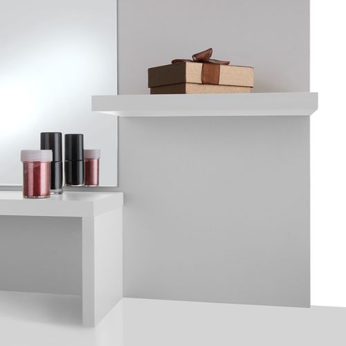 Coiffeuse Moderne 3 Étagères Avec Miroir Tiroir Compartimenté Blanche